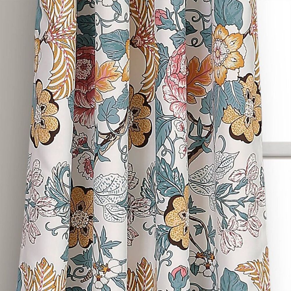 Lush Decor - 95"x52" Sydney Light Filtering Window Curtain Pane Blue/Yellow - Picture 4 of 4